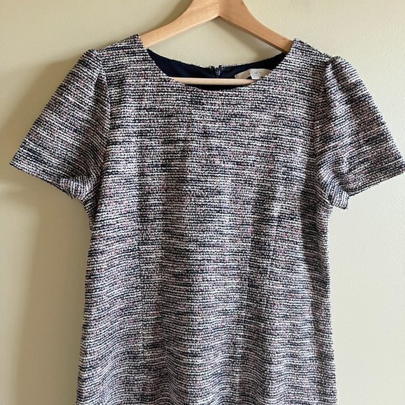 NEW Loft Ann Taylor Tweed Short Sleeve Fit Flare Dress- Multicolor Womens Size 8 - Picture 2 of 7